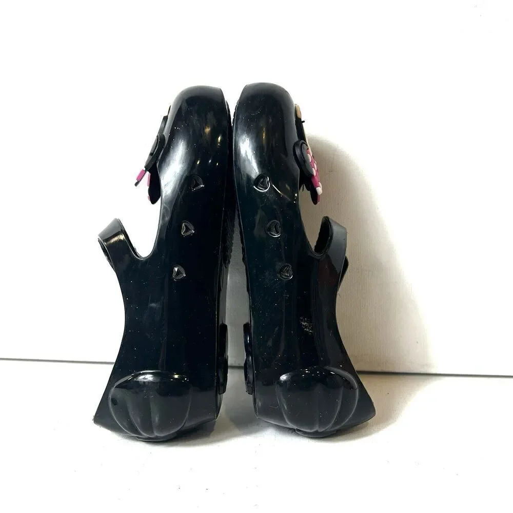 Disney Minnie Toddler Girls Sz 7/8 Snap Black Rubber Dress/Casual Mary Jane Shoe